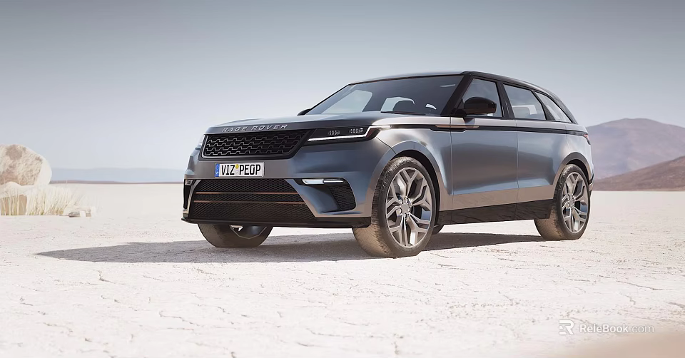 Modern Black SUV Sporty Exterior Design On Open Salt Flat Terrain With Alloy Wheels 3d model 