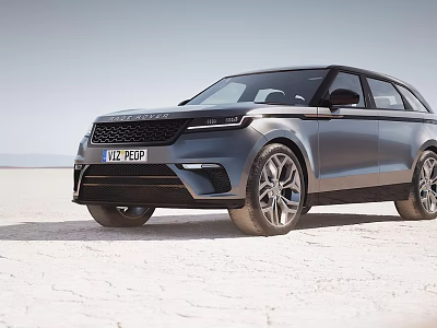 Modern Black SUV Sporty Exterior Design On Open Salt Flat Terrain With Alloy Wheels 3d model