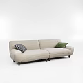 Comfortable Modern Beige Two Seater Sofa With Green And Checkered Decorative Pillows 3d model