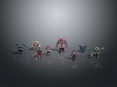 Various Character And Creature Models With Diverse Designs And Colorful Features 3d model