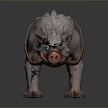 Fantasy Boar Mount With White Fur Red Saddle And Ornamental Gear Details