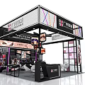 Modern Beauty Exhibition Booth With Display Screens Eyelash Products Cosmetic Showcases And Seating