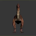 3D Rendered Red Brown Dinosaur Model With Open Mouth Standing On Gray Background