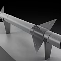 Silver Military Missile Model Featuring Pointed Nose Fins And Display Stand