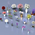 Various Colorful Flowers Arranged in Different Shaped Vases and Containers