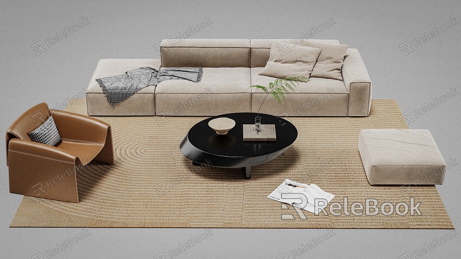 Sofa Coffee Table Combination Single Sofa Sofa Stool Coffee Table Sofa Combination model