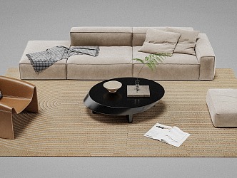 Sofa Coffee Table Combination Single Sofa Stool Coffee Table Sofa Combination 3d model