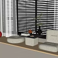 Modern Bay Window Table and Chair Lazy Sofa Bay Window 3d model