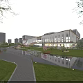 Modern Industrial Park With Contemporary Architecture Green Spaces And Waterfront Recreational Areas
