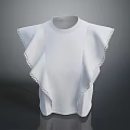 Elegant White Sleeveless Top With Ruffled Sleeves And Beaded Details