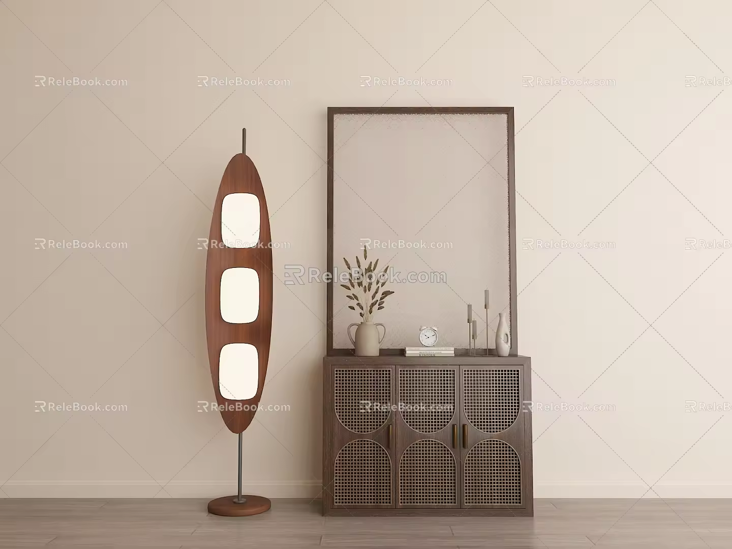 Retro Middle Style Screen Cabinet 3d model