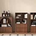 Modern Middle Style Floor Storage Rack Low Bookshelf Storage Cabinet Storage Cabinet Side Cabinet 3d model