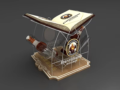 Commercial Brandy Display Equipment Book Shaped Acrylic Stand With Alexander Bottle For Retail Promotion 3d model
