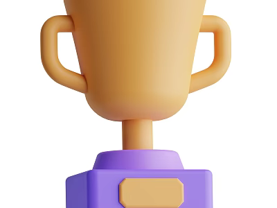 Decorative Ornament Combination With Yellow Cup Body Two Handles Purple Base And Yellow Nameplate 3d model
