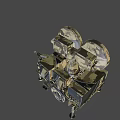 Military Style Camouflage Painted Industrial Equipment With Dual Circular Radar Antennas On Trailer Mounted Frame
