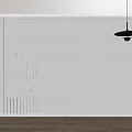 White Vertical Blinds Curtain Design For Modern Interior With Wooden Floor And Pendant Light