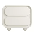 Modern White Bedside Tables With Two Drawers And Short Round Legs Design 3d model