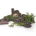 Modern Landscape Design With Stacked Stones Bricks And Lush Green Plants
