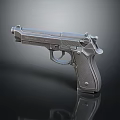 Silver Metal Pistol With Classic Design Detailed Grip And Sleek Appearance Firearm