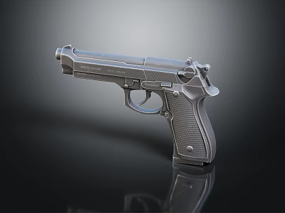 Silver Metal Pistol With Classic Design Detailed Grip And Sleek Appearance Firearm 3d model