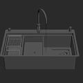Stainless Steel Double Bowl Kitchen Sink With Faucet And Drainer Rack