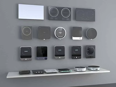 Diverse Electronic Control Devices Wall Mounted With Different Shapes And Shelf 3d model