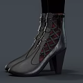 Stylish Black Leather Boots With Metal Buckles And Lace Up Details