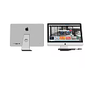 Apple iMac Silver Computer With Thunderbolt Port And Display Screen Showing Web Content Mouse Trackpad
