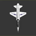 Silver Fighter Jet Model With Blue Stripes On Reflective Dark Background 3d model