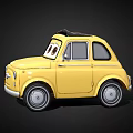 Small Yellow Car With Big Eyes In Cartoon Animated Style And Cute Look