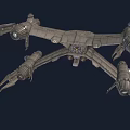 Futuristic Sci Fi Spacecraft With Detailed Exterior Metallic Structure Multiple Engines And Wings