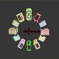 White Blocks Mechanical Structure With Circular Arrangement Black Connectors And Cross Center