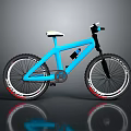 Blue Mountain Bike With White Seat Black Tires And Shiny Reflective Design