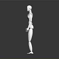 White Humanoid Robot Character 3D Model With Human Like Body And Simple Gray Background
