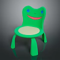 Cute Green Frog Shaped Kids Stool with Smiling Face Blue Eyes Red Mouth Light Seat