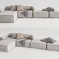 Modern corner sofa multiplayer sofa 3d model