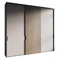 Modern Wooden Hallway Side Cabinet With Sliding Door And Light Wood Beige Panel Design
