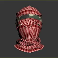 Stylish Red Checkered Headscarf With Camouflage Strap Fashion Accessory