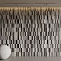 Accent Wall With Geometric Patterned Gray Tones Rectangular Blocks And White Decorative Sphere 3d model
