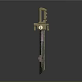 Ancient Weapon Sword Featuring Golden Hilt And Green Purple Blade Details