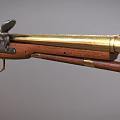 Vintage Flintlock Musket Featuring Wooden Stock Brass Accents And Metal Components