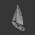 Eclipsys TF-04005 Sailboat With White Hull Black Sails Open Deck And Keel