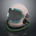 Beige Protective Helmet With Transparent Face Shield Green Frame And Green Hose