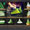 Matcha Themed Hanging Ornaments With Dessert Ice Cream And Cake Shapes