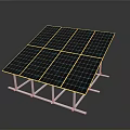 Black Solar Panel Array With Metal Mounting Structure On White Background 3d model