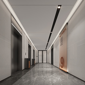 modern elevator hall 3d model