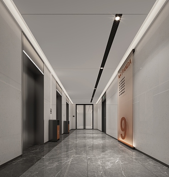 modern elevator hall 3d model