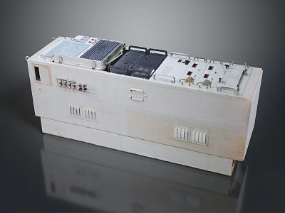 White Industrial Control Box Structure With Control Panel And Ventilation Slots 3d model