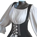 Elegant Black And White And Black Long Dresses With Corset Design And Long Sleeves