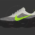 White And Gray Modern Athletic Sneakers With Neon Green Accent And Mesh Upper